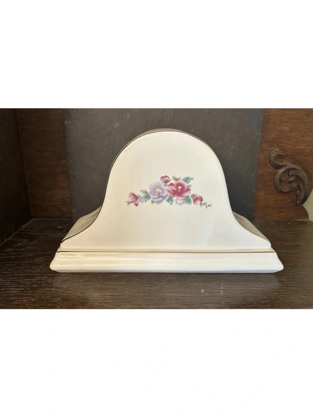 Godinger Vintage Porcelain Mantel Clock Floral Design